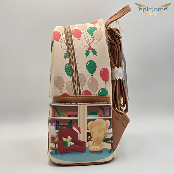 Loungefly Disney Pixar Up Carl & Ellie Christmas Tree Brown Mini Backpack Bag - Picture 4 of 6